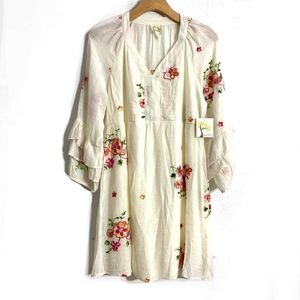 Bohemian grass dress women's dress cream floral embroidery dress long dress